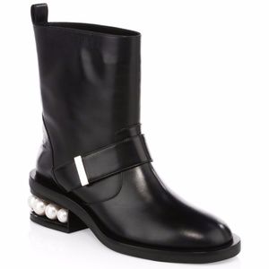 Nicholas Kirkwood Casati Pearl Leather Biker Boots